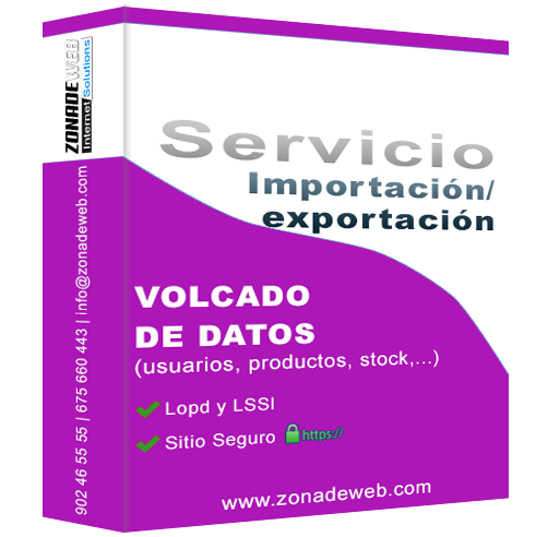 Importación y exportación de datos web (usuarios, productos, stock,..)