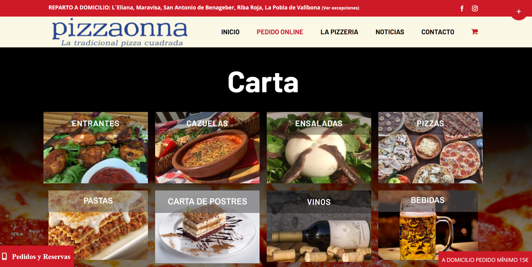 diseño tienda online pizzas online