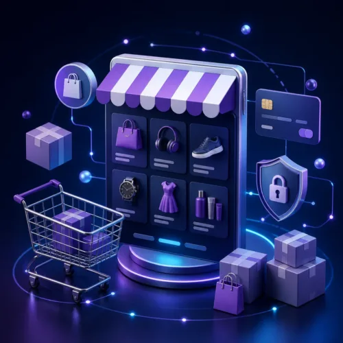 Ilustración de servicios Zonadeweb: ecommerce